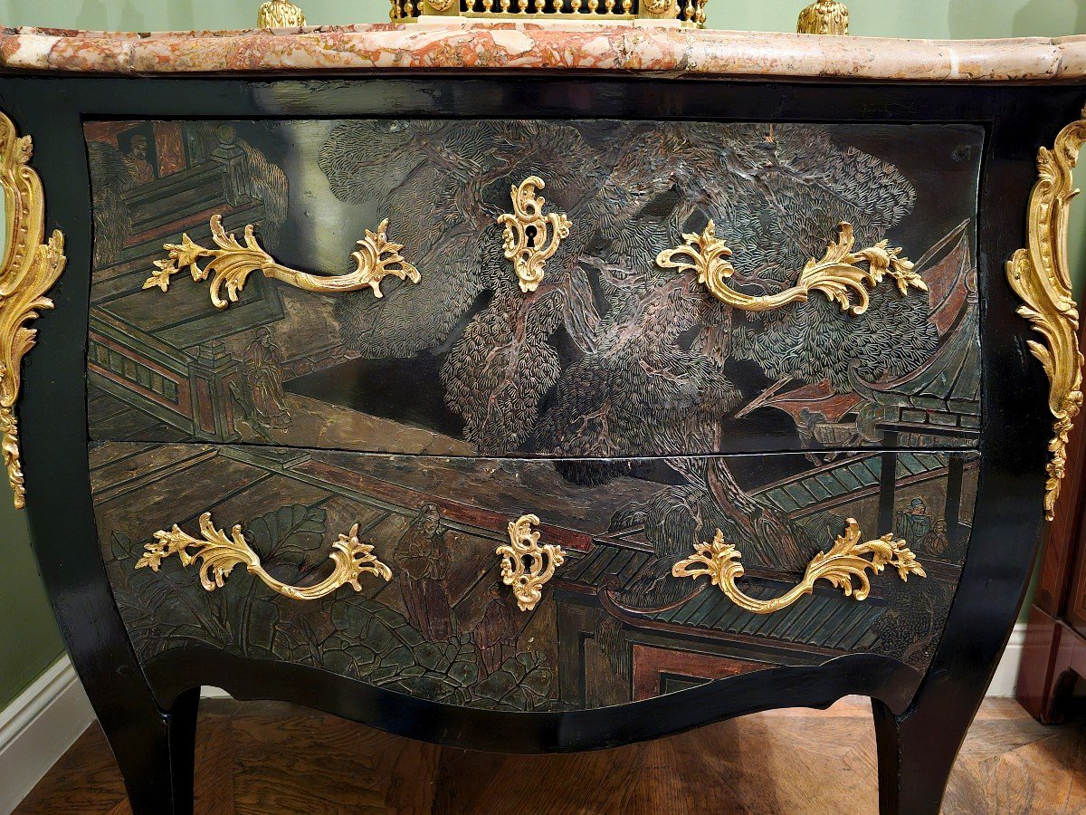 Commode Louis XV Vers 1765 Vernis Coromandel Estampillée Kofler JME Jean Mathieu Kofler -photo-2