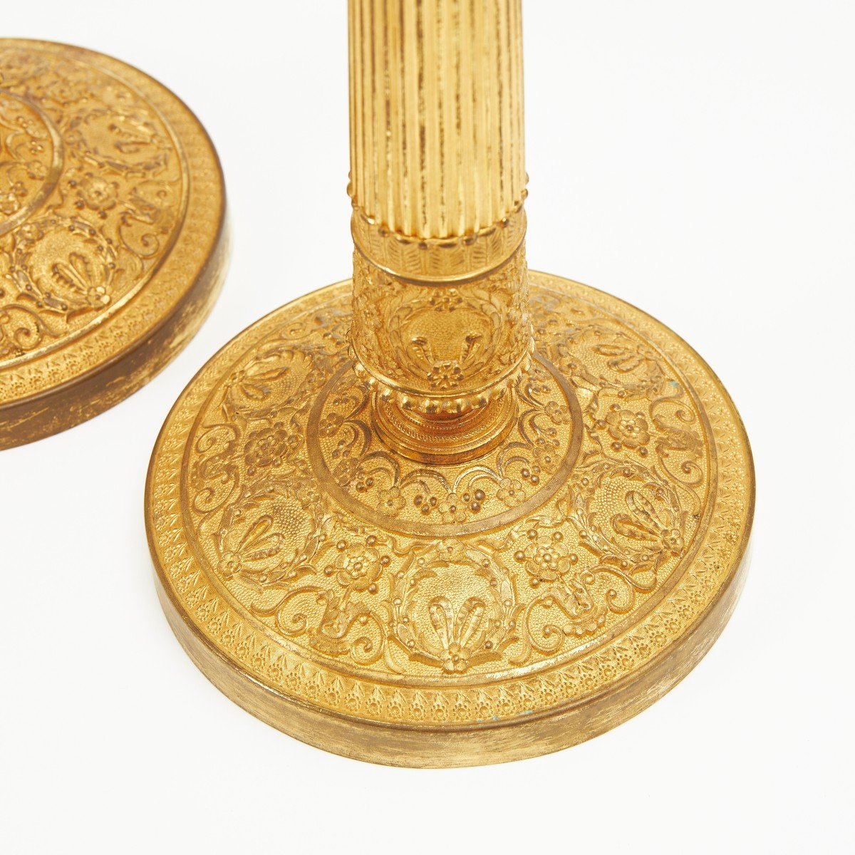 Empire Candlesticks Circa 1820 Stamped Gf Gérard-jean Galle (1788-1846) Gilt Bronze H. 27.5 Cm -photo-3