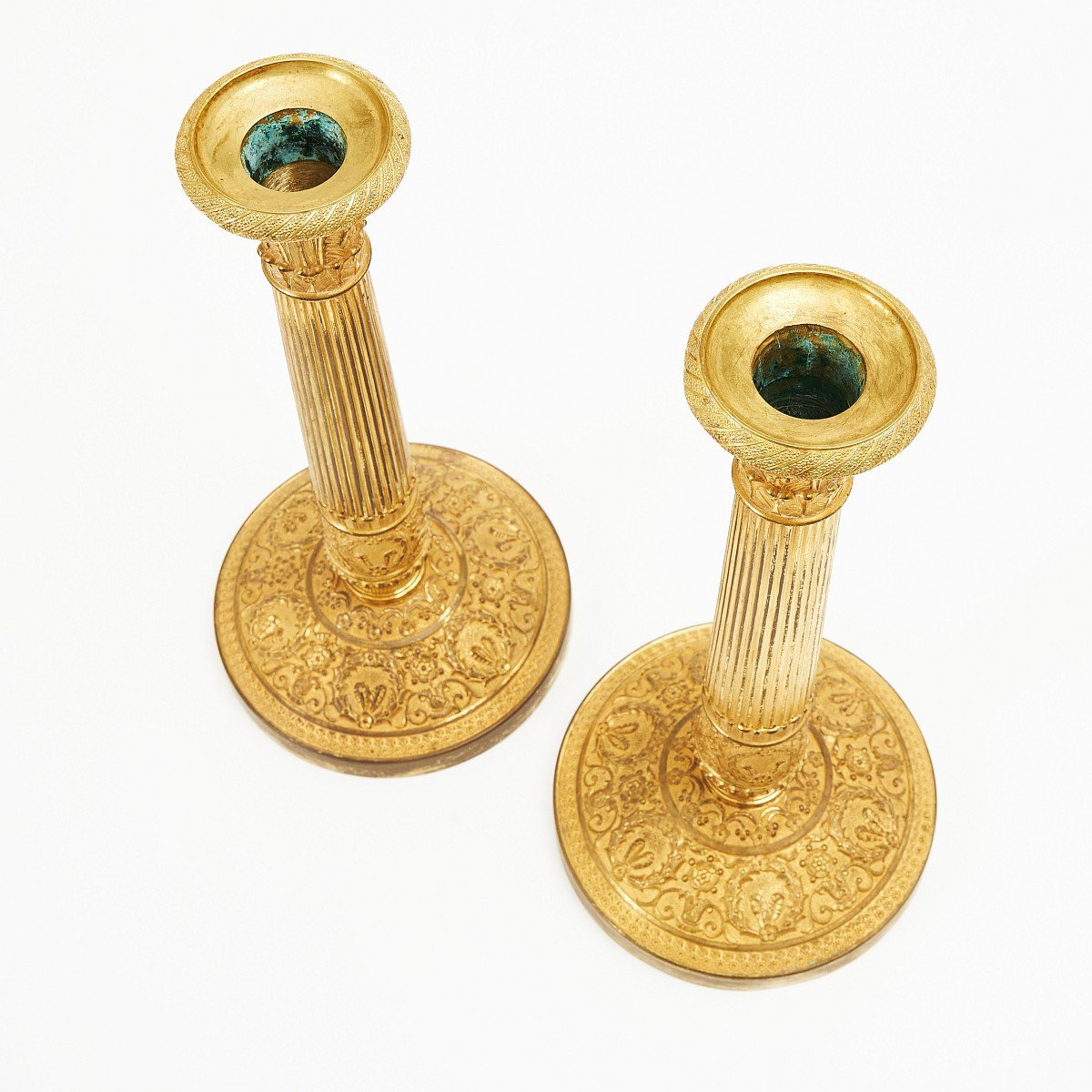 Empire Candlesticks Circa 1820 Stamped Gf Gérard-jean Galle (1788-1846) Gilt Bronze H. 27.5 Cm -photo-4