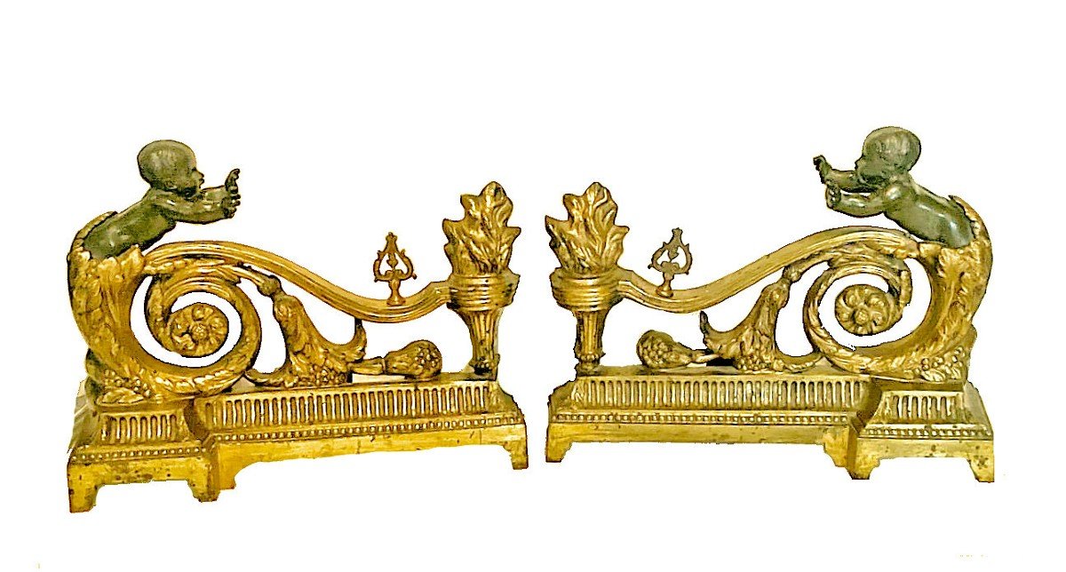 Louis XVI Andirons Circa 1790 34 Cm X 26 Cm 