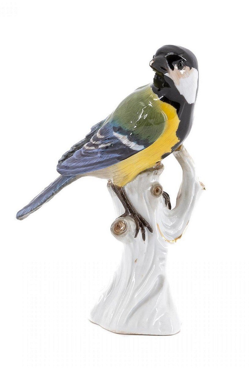 Meissen Mésange Charbonnière Oiseau Modèle De Johann Joachim Kaendler Vers 1870   H. 13 Cm