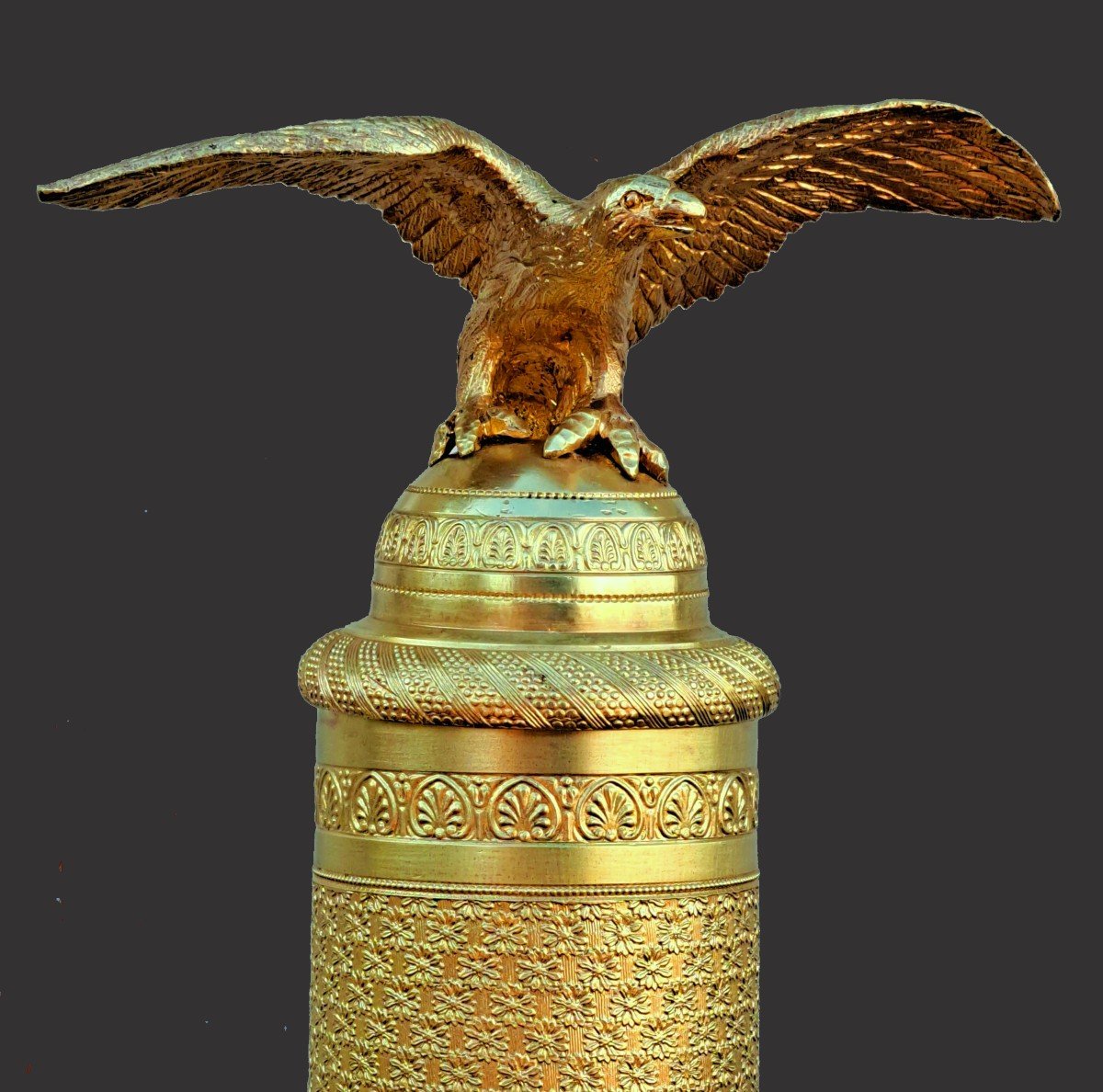 Empire Inkwell Circa 1800 Gilt Bronze And Marble-photo-4