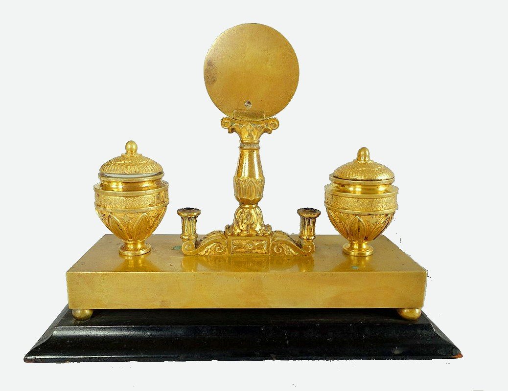 Empire Inkwell Circa 1810 L. 23.5 Cm, D. 10 Cm, H. 18 Cm -photo-1