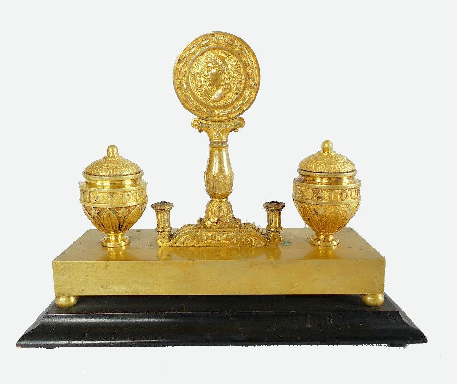 Empire Inkwell Circa 1810 L. 23.5 Cm, D. 10 Cm, H. 18 Cm 