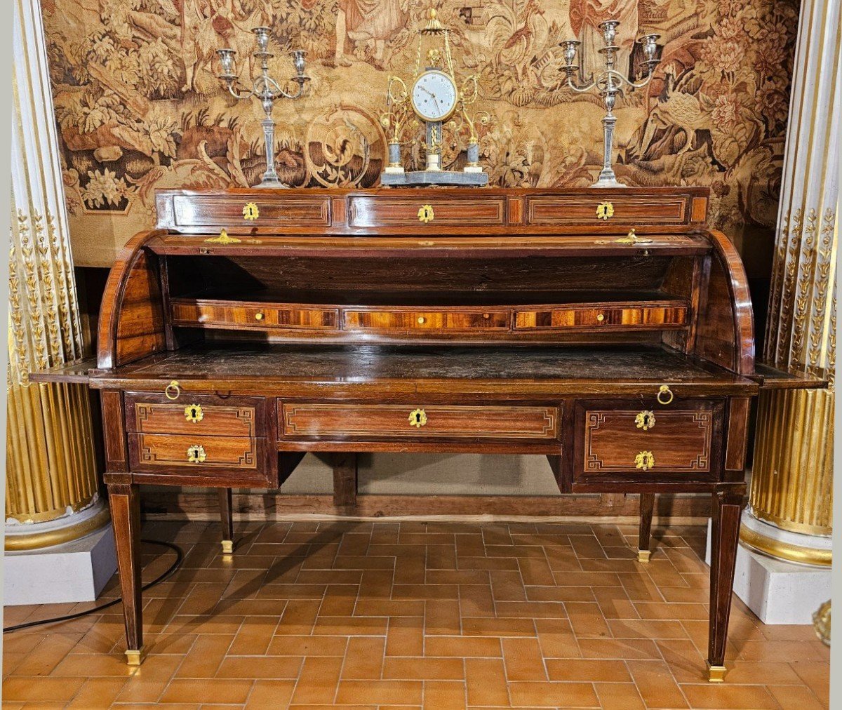 Louis XVI Cylinder Desk Circa 1770 Stamped N. Petit - Nicolas Petit 1732-1791-photo-2