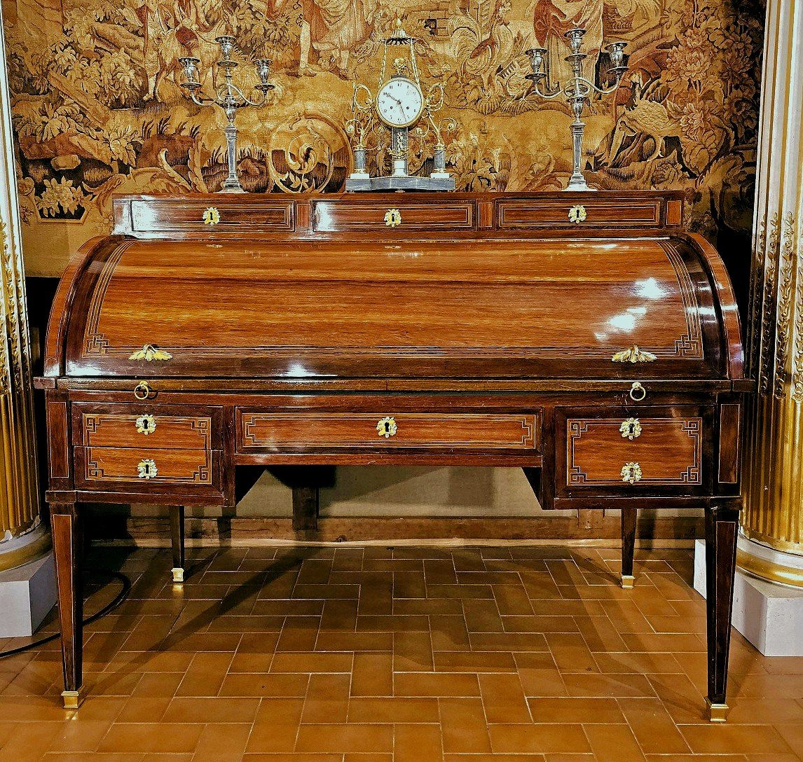 Louis XVI Cylinder Desk Circa 1770 Stamped N. Petit - Nicolas Petit 1732-1791