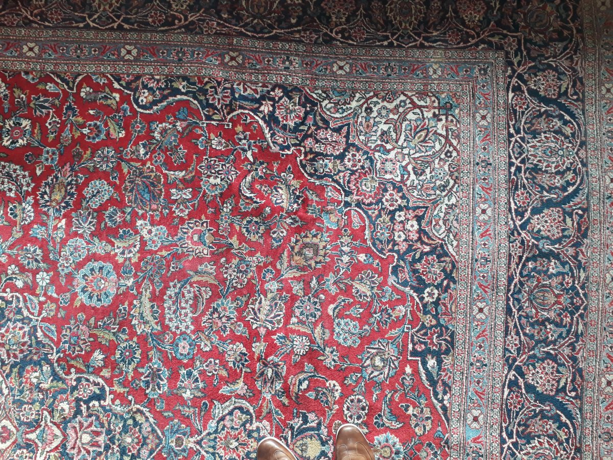 Tapis Kashan, Antique, Environ 60-70 Ans, Couleurs Des Plantes, 290 X 314 Cm-photo-1