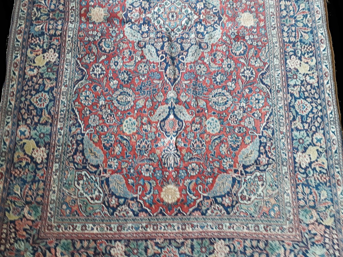 Tapis, Laine, Kashan, Antique, Env. 100 Ans, 135 X 214 Cm-photo-3