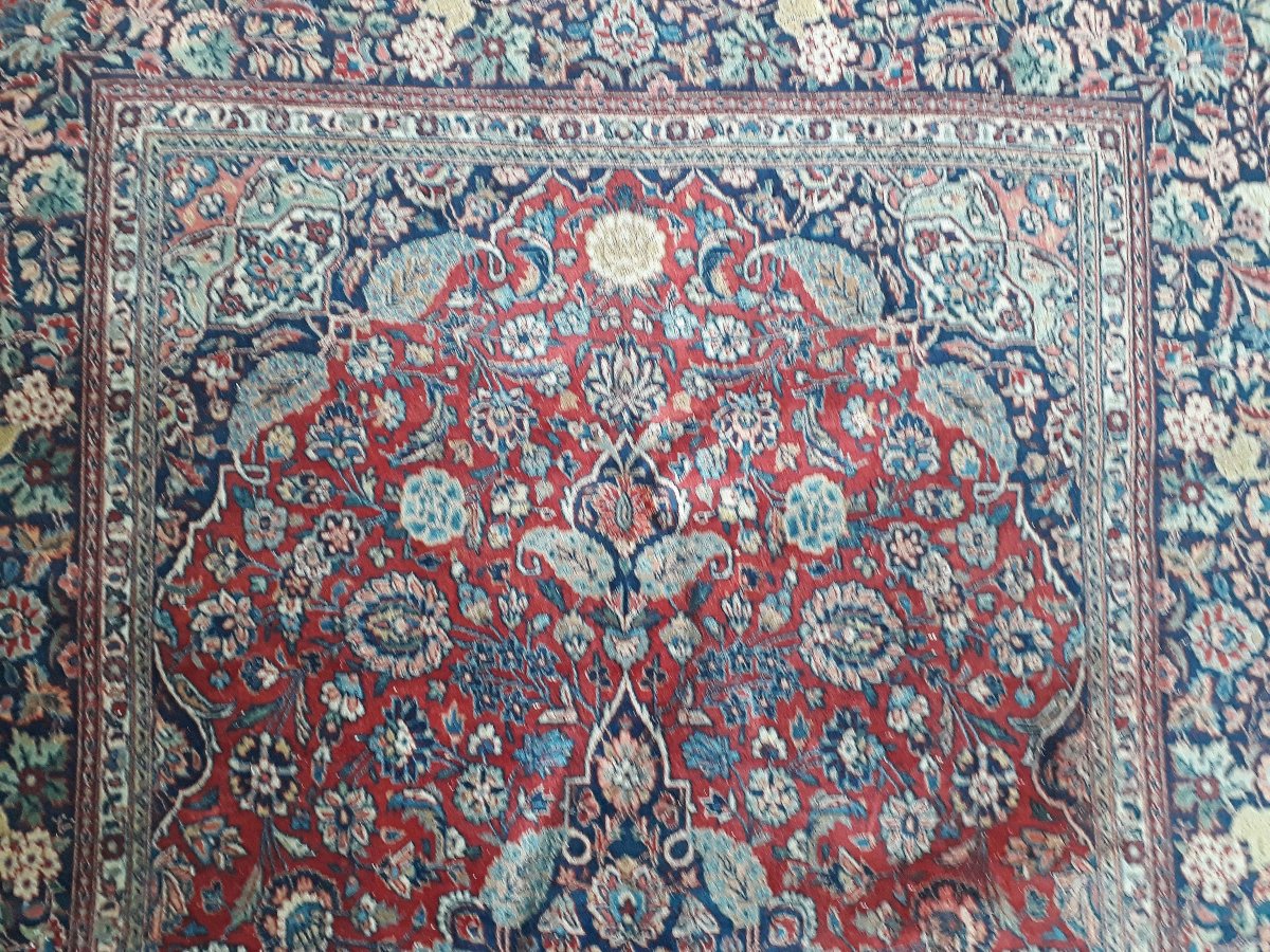 Tapis, Laine, Kashan, Antique, Env. 100 Ans, 135 X 214 Cm-photo-1