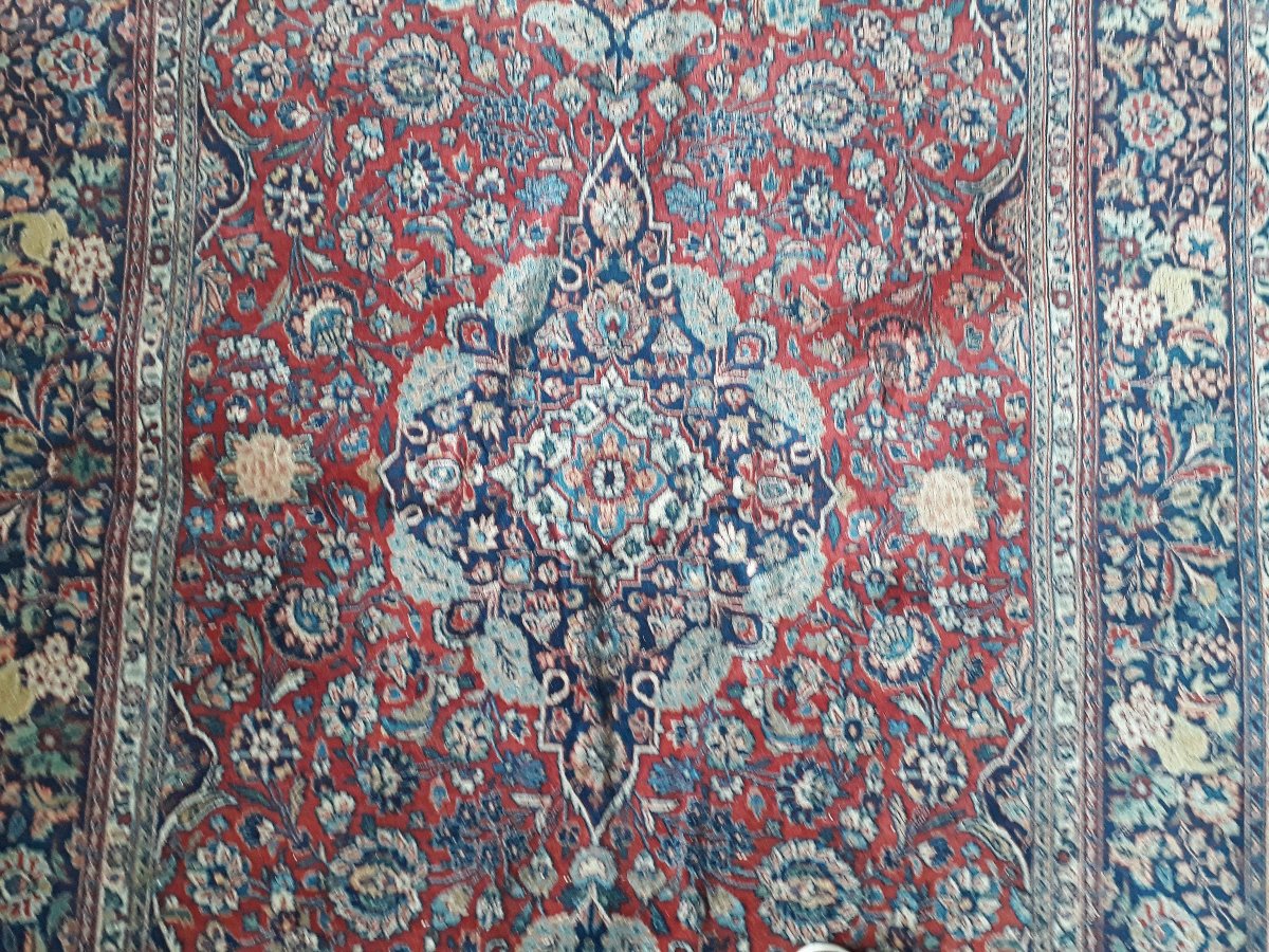 Tapis, Laine, Kashan, Antique, Env. 100 Ans, 135 X 214 Cm-photo-3