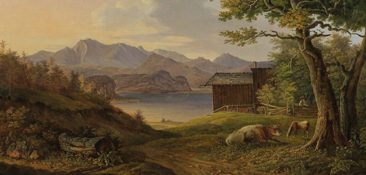 Anton Magg Landshut Born In 1788 Landscape Of Salzkammergut Oil On Canvas 57 X 77.5 Cm-photo-3