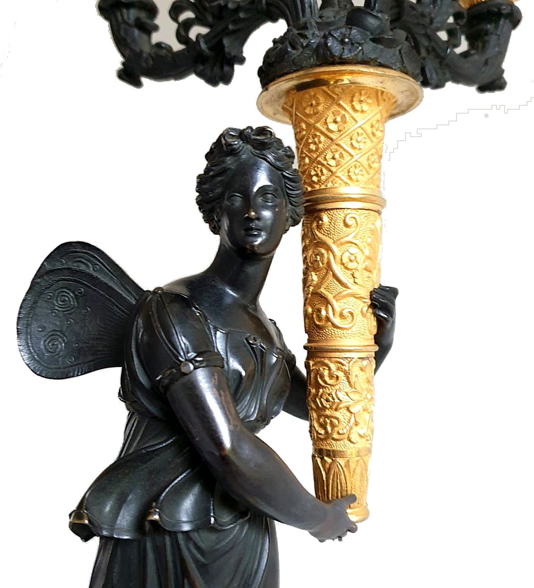 Pair Of Empire Candelabra Circa 1810 Mercury And Psyche H. 66 Cm, Br. 20 Cm, P. 20 Cm-photo-2