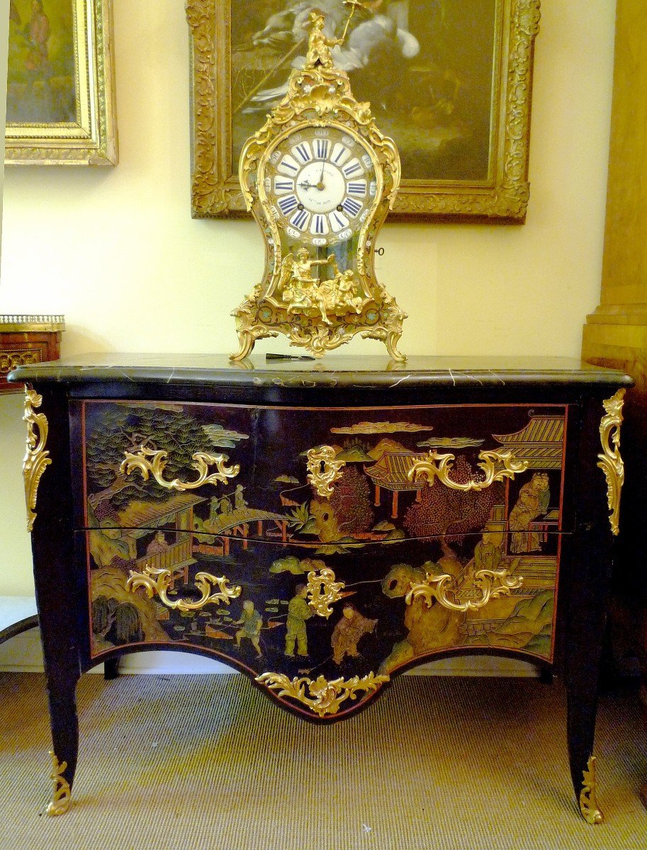 Louis XV Vernis De Coromandel Black Lacquer Commode Circa 1765 Stamped F. Rubestuck