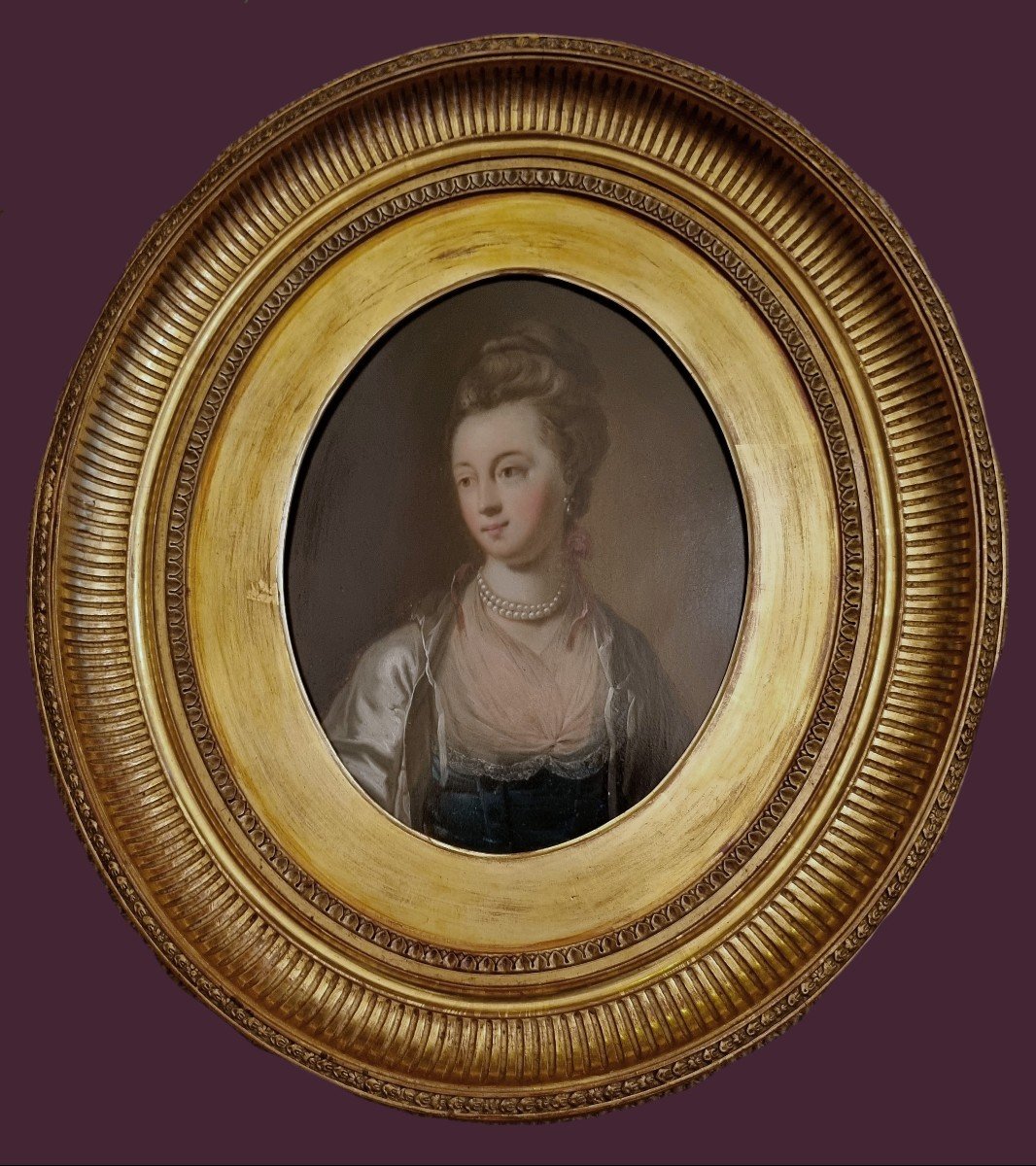 Jean-baptiste Henri Deshays De Colleville 1729-1765   Portrait De Dame   Huile Sur Cuivre -photo-2