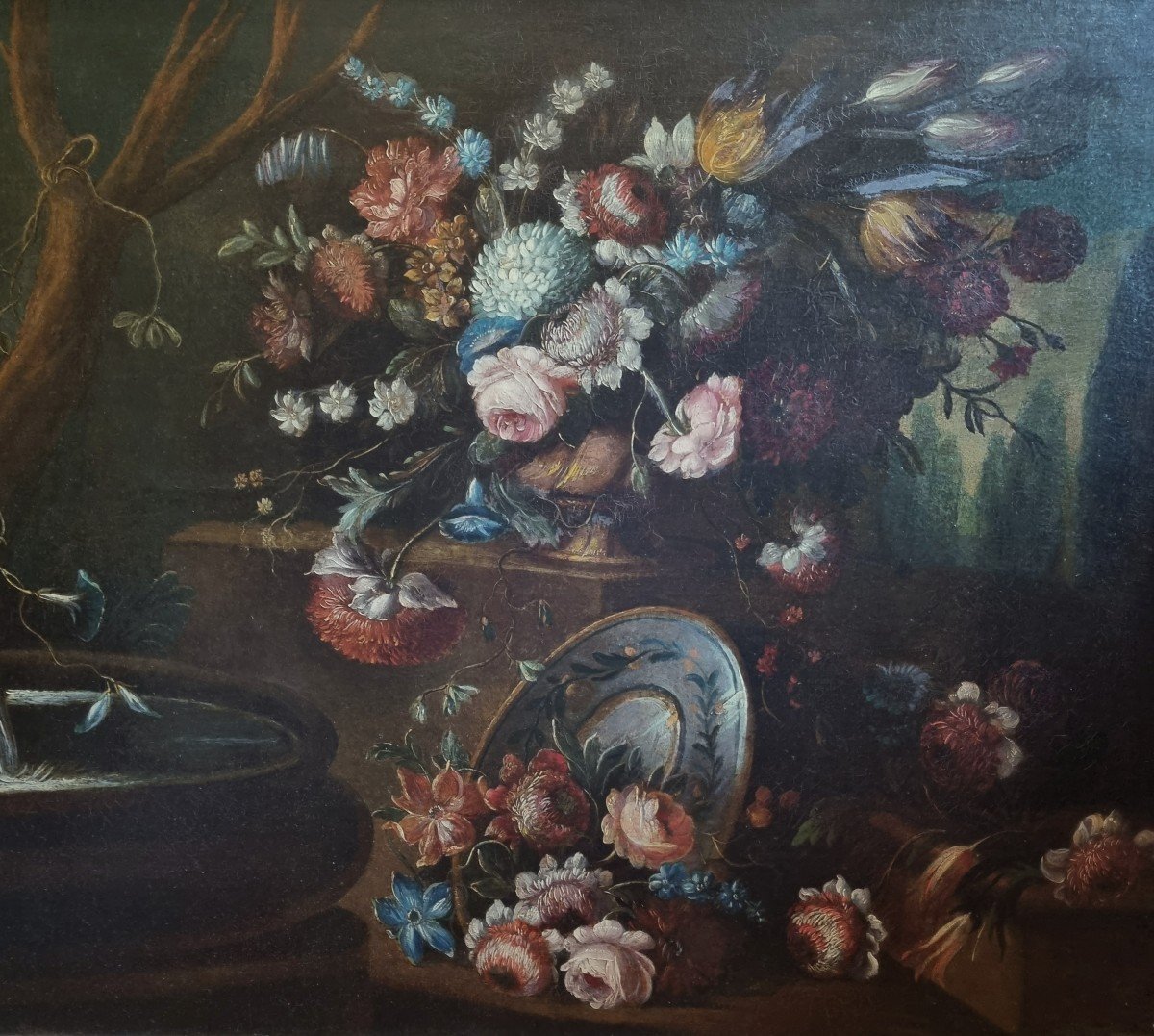 Gasparo Lopez 1665-1732   Grand Nature Morte Aux Fleurs  Signé-photo-3