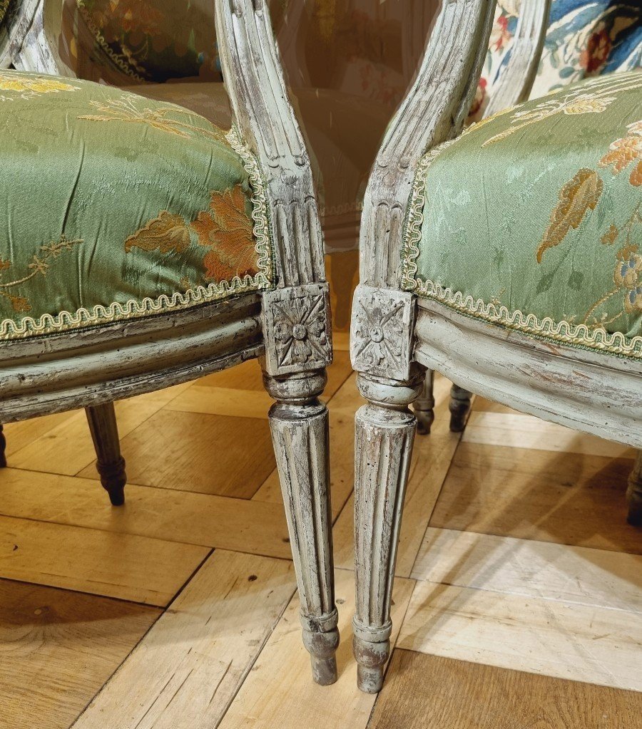 Louis XVI Armchairs Pair Stamped Pf Sefert Pierre François Sefert (1732-1803)-photo-4