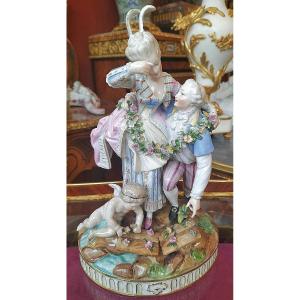 Meissen Porcelaine Vers 1780 "le Pont Brisé" Modèle De Michel Victor Acier Vers 1777 Marque