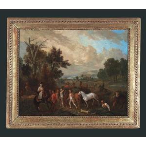 Jan Peter Verdussen (1700-1763) At The Harvest Signed Lower Right Oil On Canvas