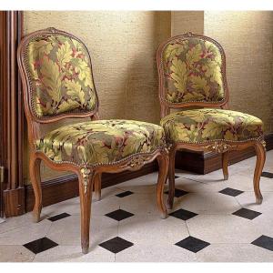 Louis XV Chairs Denmark Around 1750 Floral Elements Set With Gold H. 90 Cm, Br. 53 Cm