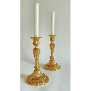 Louis XV Candlesticks Circa 1750 H. 21 Cm, D. 11 Cm Inv. No. €0.404,980