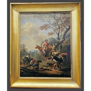 Paolo Monaldi Rome 1710-1799  Pastorale  Huile Sur Toile  64,5 X 78 Cm 