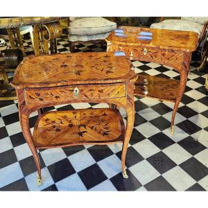 Pair Of Louis XV Living Room Tables Around 1765 Stamped Joseph - Joseph Baumhauer