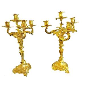 Pair Of Louis XV Candelabra Around 1760 H. 50 Cm, D. 39 Cm  