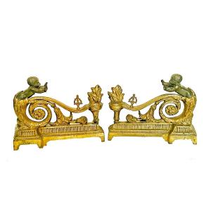 Chenets Louis XVI Vers 1790  34 Cm X 26 Cm 