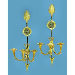 Appliques « à La Fleche » Empire Paris vers 1810 Claude Galle Pour Grand Trianon Versailles