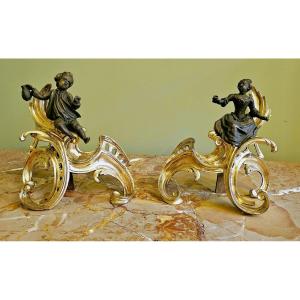 Louis XV Andirons Circa  1750 - Jacques Caffieri 1678-1755