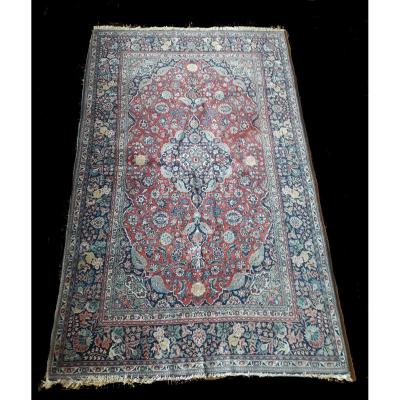 Tapis, Laine, Kashan, Antique, Env. 100 Ans, 135 X 214 Cm