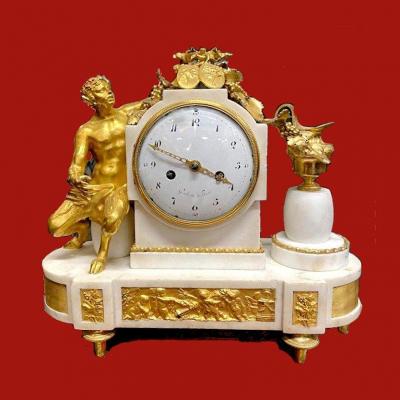 Large Louis XVI Clock Circa 1780 The Dial Signed Grebert In Paris H. 50 Cm