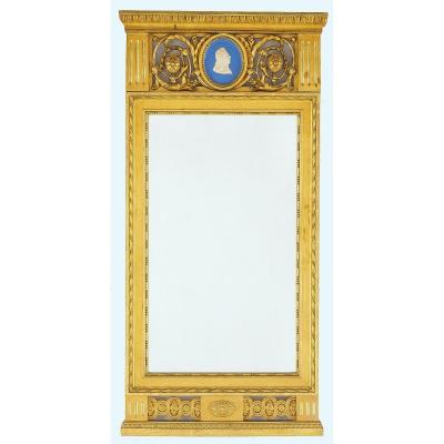 Miroir Suède Louis XVI Vers 1800     H. 102 Cm, L. 50 Cm 