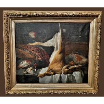 Peter Van Boucle 1610-1673 Still Life With Birds And Hare