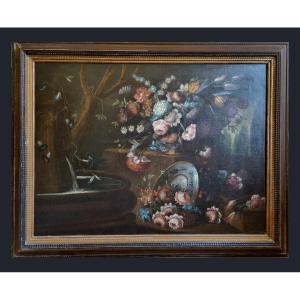 Gasparo Lopez 1665-1732 Large Still Life With Flowers Signed