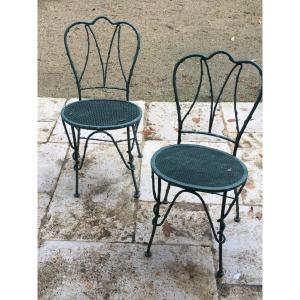 Beautiful Series Of 4 Garden Chairs, Branch Imitation