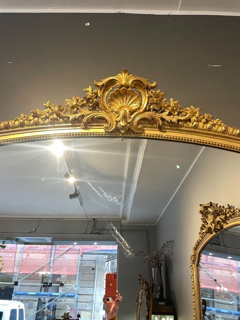 Paire d'Immenses Miroirs Napoléon III Tains Au Mercure 279 X 171 Cm -photo-3