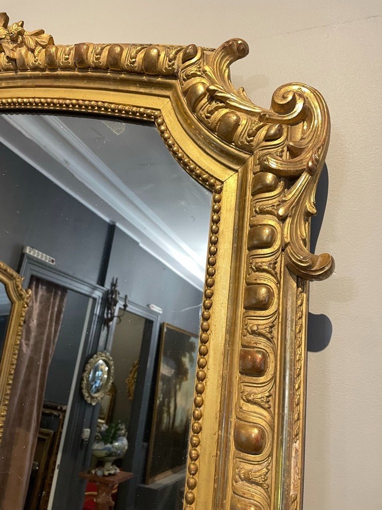 Paire d'Immenses Miroirs Napoléon III Tains Au Mercure 279 X 171 Cm -photo-7