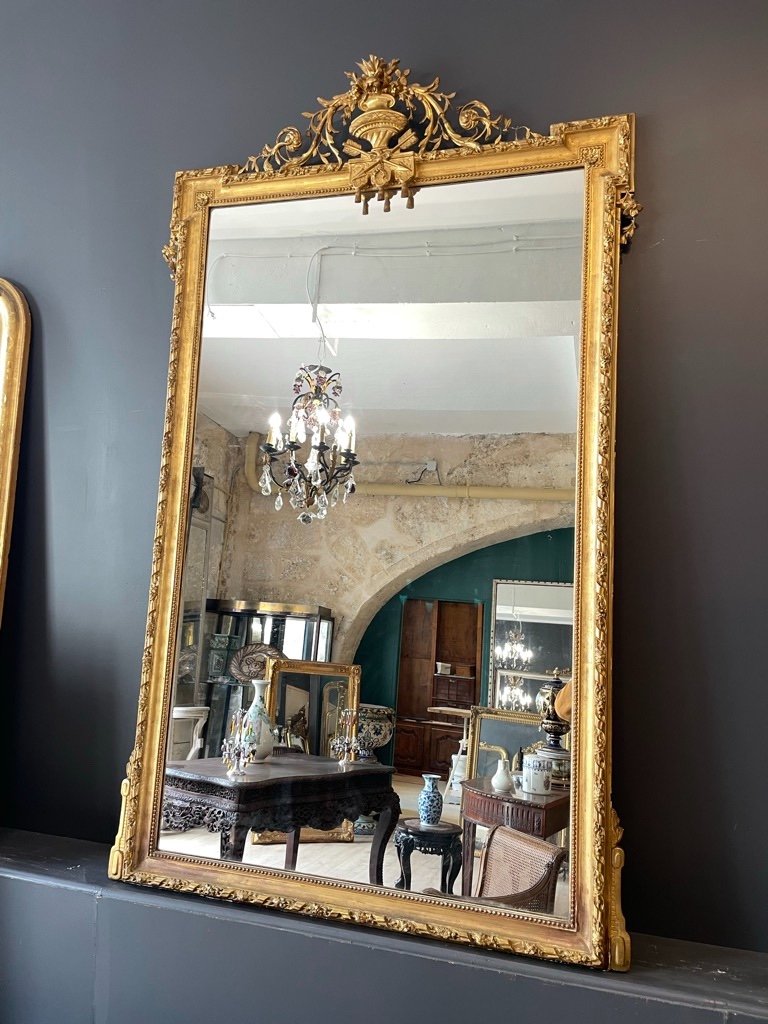 Important Miroir 1900 De Style Louis XVI 198 X 120 Cm-photo-2