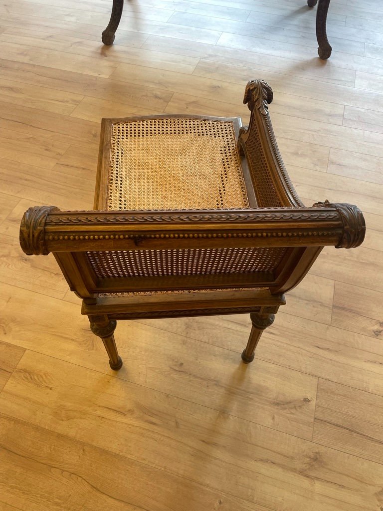 Small Louis XVI Style Caned Daybed, Late 19th Century-photo-3