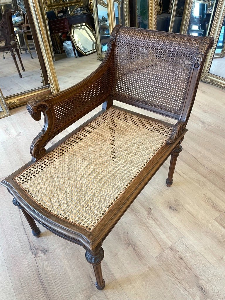 Small Louis XVI Style Caned Daybed, Late 19th Century-photo-6