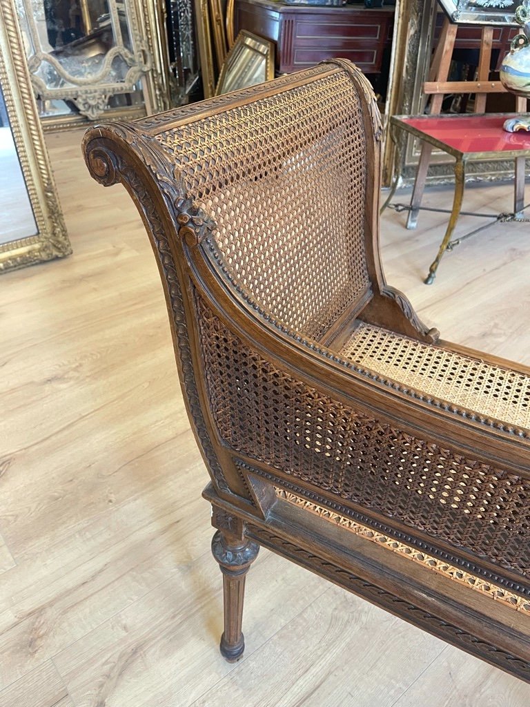 Small Louis XVI Style Caned Daybed, Late 19th Century-photo-7