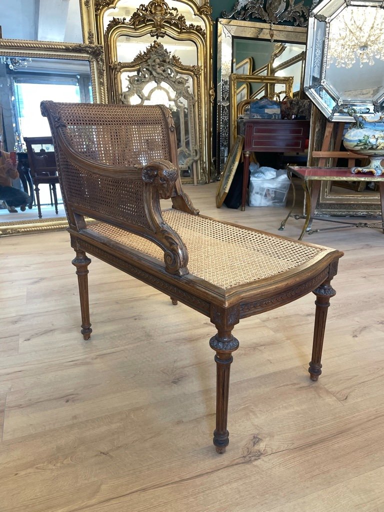 Small Louis XVI Style Caned Daybed, Late 19th Century