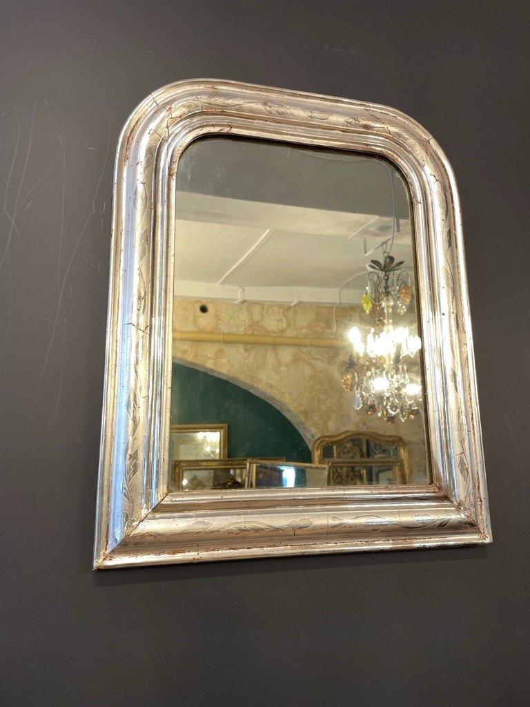 Small Louis Philippe Silver Mirror 58 X 46 Cm-photo-2