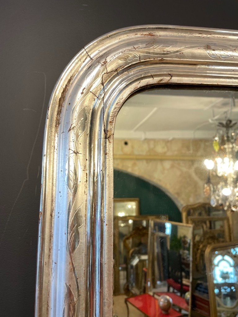 Small Louis Philippe Silver Mirror 58 X 46 Cm-photo-3