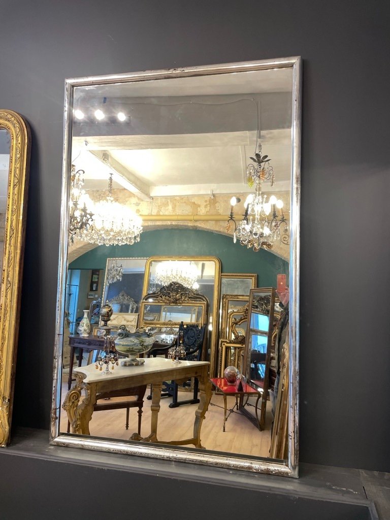 19th Century Silver Bistro Mirror 170 X 109 Cm-photo-2