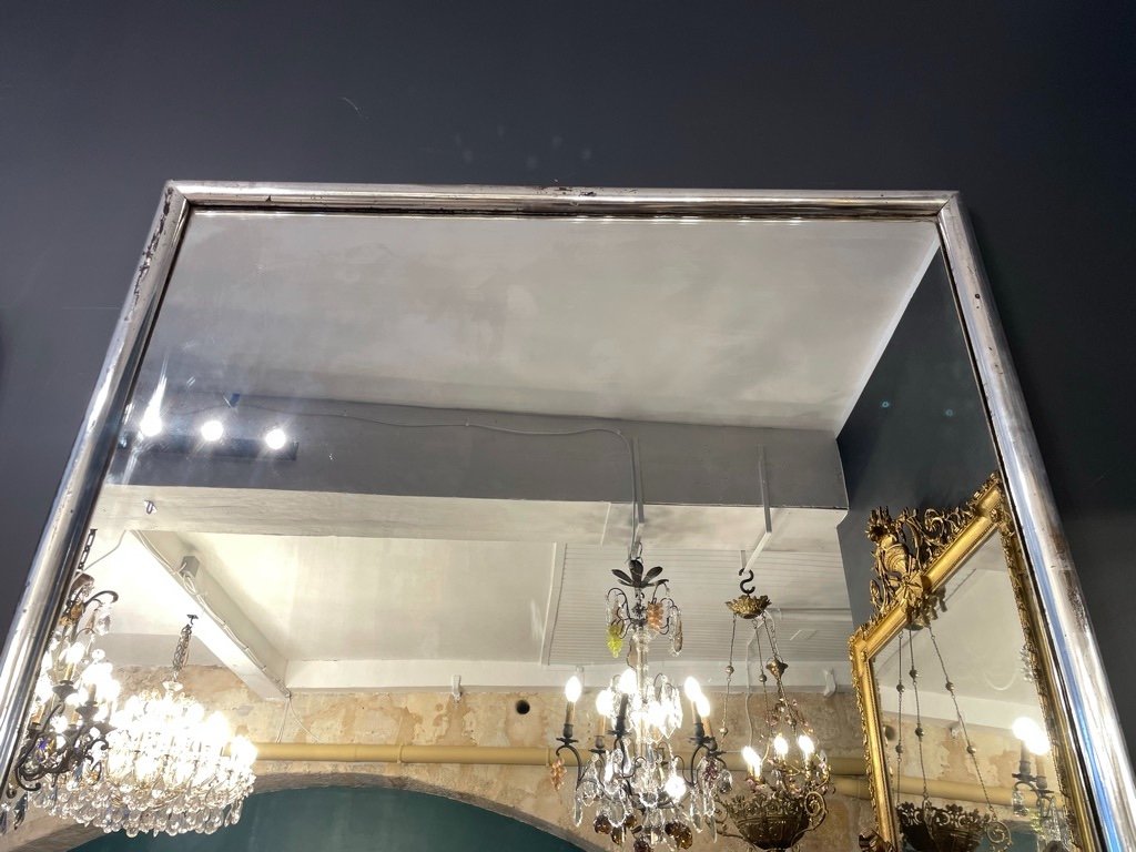 19th Century Silver Bistro Mirror 170 X 109 Cm-photo-3