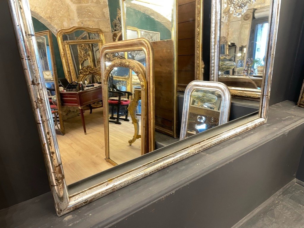 19th Century Silver Bistro Mirror 170 X 109 Cm-photo-4