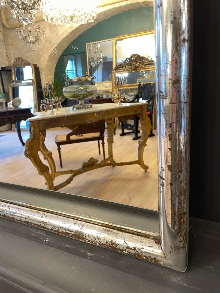 19th Century Silver Bistro Mirror 170 X 109 Cm-photo-5