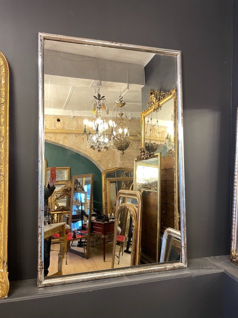 19th Century Silver Bistro Mirror 170 X 109 Cm